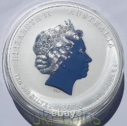 2016 Australie $30 Lunar II Année du Singe 1 Kilo Kg Pièce d'argent colorée non circulée