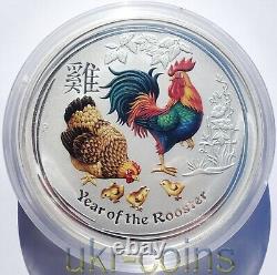 2017 Australie $30 Lunar II Année du Coq 1 Kilo Kg Pièce de Monnaie en Argent Colorée BU