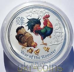 2017 Australie $30 Lunar II Année du Coq 1 Kilo Kg Pièce de Monnaie en Argent Colorée BU