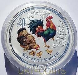 2017 Australie $30 Lunar II Année du Coq 1 Kilo Kg Pièce de Monnaie en Argent Colorée BU