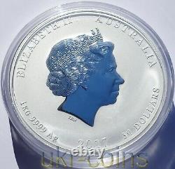 2017 Australie $30 Lunar II Année du Coq 1 Kilo Kg Pièce de Monnaie en Argent Colorée BU