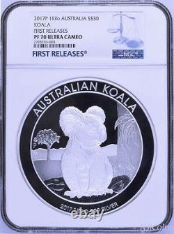 2017 Koala Proof 1 Kilo $30 Pure Silver Coin Kilogram Ngc Pf70 Mintage 300 Fr