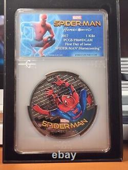 2017 Spider-Man Homecoming 1 Kilo. 999 Pièce en argent colorisée PCGS PR69DCAM FDI