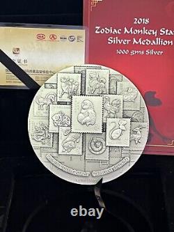 2018 1 Kilo (1 000 Gm). 999 Silver Final. Zodiac Monkey Silver Medallion