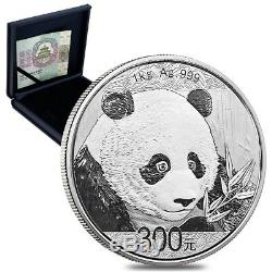 2018 1 Kilo D'argent Chinois Panda 300 Yuan. 999 Preuve Fin (withbox & Coa)