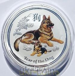 2018 Australie $30 Lunar II Année du Chien 1 Kilo Kg Pièce en Argent Colorée Non Circulée