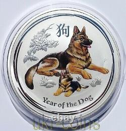 2018 Australie $30 Lunar II Année du Chien 1 Kilo Kg Pièce en Argent Colorée Non Circulée