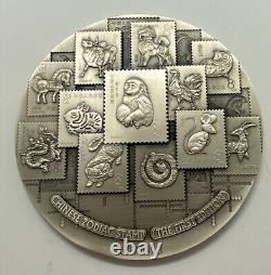 2018 Chine 1 Kilo Argent Zodiaque Singe d'Or Timbre Médaille Pièce Boîte & COA