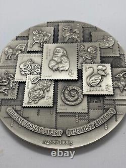 2018 Chine 1 Kilo Argent Zodiaque Singe d'Or Timbre Médaille Pièce Boîte & COA