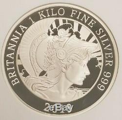 2018 Grande-bretagne 1 Kilo Argent Britannia £ 500 Monnaie Ngc Pf70 Uc 1 De Première 100
