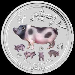 2019 Australie $ 30 Lunaire II Année Du Cochon 1 Kilo KG Argent Couleur Monnaie Bu