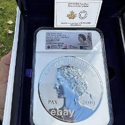 2019 Canada 1 Kilo. 9999 Médaille De Secours Élevée En Argent Pour La Paix Et La Liberté Ngc Pf70