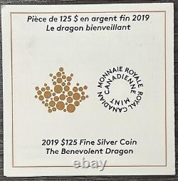 2019 Dragon bienveillant 500 grammes 1/2 kilo d'argent fin Canada 125 $