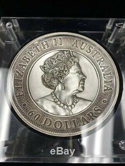 2020 Australie 2 Kilo Kookaburra 60 $ Antiqued High Relief Argent Monnaie 200 Made