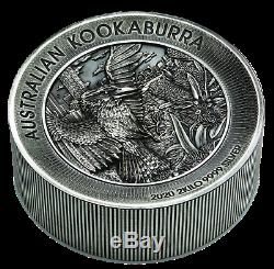 2020 Australie Kookaburra 60 Dollars 1 X 2 Bar Kilo Ronde 2000 Grams Silver Coin