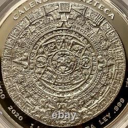 2020 Mexique 1 Kilo Silver Aztec Calendrier Box & Coa