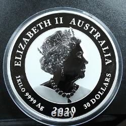 2020 P Australie 1 Kilo (32,15 Ozt) Argent 30 $ Bull & Bear Bu. 9999 Amende