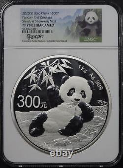 2020 (Y) Chine 300 Yuan Panda en argent kilo Shenyang Mint NGC PF-70UC FR Lina Sign