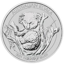 2021 Koala Australien 1kg. 9999 Pièce De Bullion D'argent 1 Kilo La Monnaie Perthe