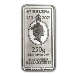 2021 Sainte-hélène £10 Elizabeth II East India Company 250g 1/4 Kilo Silver Bar