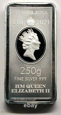 2021 Sainte-hélène 250g Silver Bar 8 Oz Plus = 1⁄4 Kilo Pur. 999 Barre De Monnaie En Argent