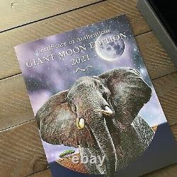 2021 Somalie 1 Kilo Éléphant Argent (lune Giante) #3 De 100 Minted