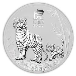 2022 1 Kilo Australian Silver Year Of The Tiger Brillant Pièce Non Circulée Coa