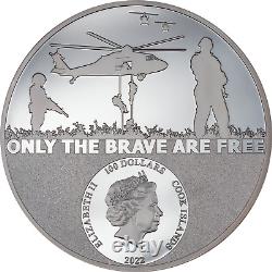 2022 Îles Cook Real Heroes Special Force Kilo. 999 Silver Pièce De Preuve Noire