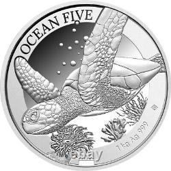 2022 Tortue de mer de Niue Tortue terrestre 1 kilo pièce en argent Proof de 50 dollars WWF Faune SUPER RARE