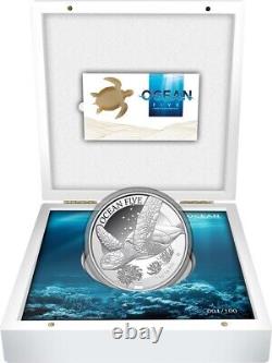 2022 Tortue de mer de Niue Tortue terrestre 1 kilo pièce en argent Proof de 50 dollars WWF Faune SUPER RARE