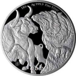 2023 1 Kilo République Du Tchad Bull And Bear Silver Coin (bu)