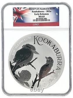 2023 Australie Kilo Argent Kookaburra NGC MS69 Étiquette du Drapeau