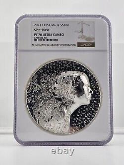 2023 CIT Silver Burst Kilo Cook Islands $100 NGC PF70 UC POP 1 Seulement 99 Fabriqués