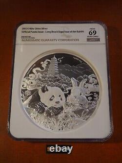 2023 Chine 5 Kilo Panda d'Argent Proof Ngc Pf69 Long Beach #16 Sur 18.999 5kg