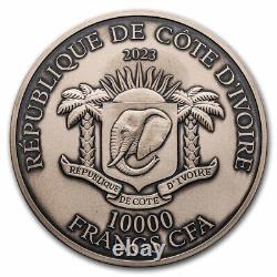 2023 Côte d'Ivoire 1 kilo d'argent antique Big Five d'Asie, Cobra Roi Réf#279285
