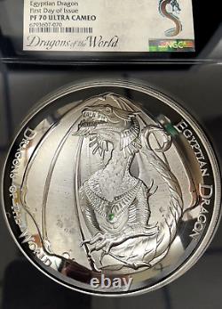 2023 Fidji Dragon égyptien 1 Kilo. 999 Argent Ngc Pf-70 Première journée! 200 frappées