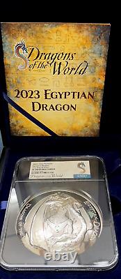 2023 Fidji Dragon égyptien 1 Kilo. 999 Argent Ngc Pf-70 Première journée! 200 frappées