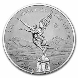 2023 Mexique 1 kilo Libertad en argent style épreuve (avec boîte et certificat d'authenticité)