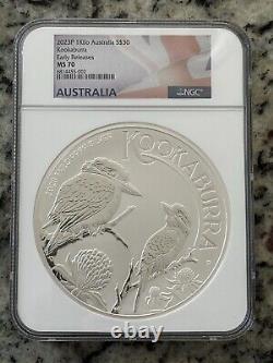 2023 Premières Émissions Australiennes Kookaburra 1 Kilo. 9999 Argent $30 Pièce NGC MS70