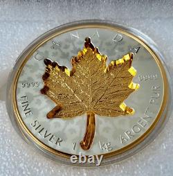 2024 Canada 1 Kilo. Pièce de feuille d'érable en argent fin 9999 super incuse