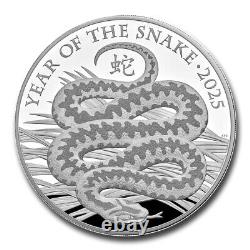 2025 Grande-Bretagne 1 Kilo Argent Année du Serpent Pf (Boîte & COA)