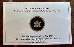 250 $ Canada 2013 Sept Année Guerre 1 Kilo. 999 Pièce De Silver Fine 32 Ozs Troy Avec Coa