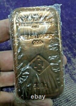500g Copper Bullion Bar 1/2 Kilo Leipziger Edelmetallverarbeitung Gmbh Allemand