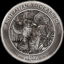 60 2020 Dollar Australien Kookaburra High Relief 2 Kilo Silber Af