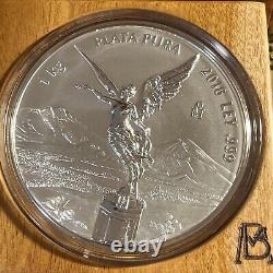 999 Argent 2018 Mexique 1 Kilo Libertad Complet avec Boîte et COA REV. Preuve