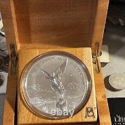 999 Argent 2018 Mexique 1 Kilo Libertad Complet avec Boîte et COA REV. Preuve