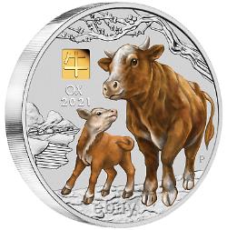 Année 2021 De L’ox 1 Kilo. 9999 Silver Coin Australie Avec 1g Gold Privy Mark