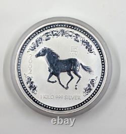 Année Lunaire Australienne 2002 du Cheval - Série 1 kilo d'argent dans une capsule