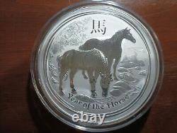 Année du Cheval Australie Pièce d'un kilo 32,15 oz. 999 Argent