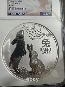 Année lunaire 2023 du Lapin 1 kilo d'argent pièce de 30 $ NGC MS70